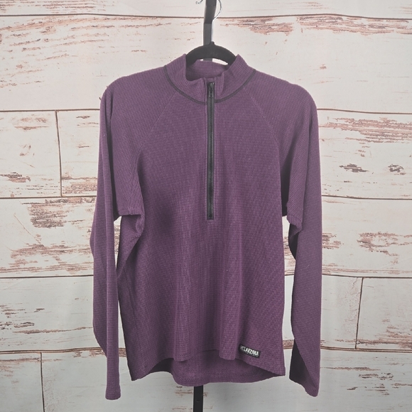 Melanzana Men's Micro Grid 1/4 Zip Fleece Pullover Purple Size Medium - Picture 1 of 4